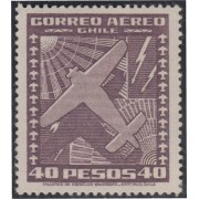 Chile A- 103A 1944/54 Tipos de 1934-38 Sin filigrane Avión MH Chile A- 103A 1944/54 Tipos de 1934-38 Sin filigrane Avión MH