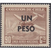 Chile A- 139 1951 Timbre de 1946-50 Un peso Avión MH