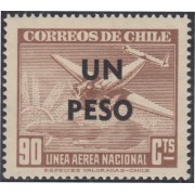 Chile A- 139 1951 Timbre de 1946-50 Un peso Avión MH Chile A- 139 1951 Timbre de 1946-50 Un peso Avión MH