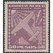 Chile A- 103B(a) 1944/54 Tipos de 1934-38 Sin filigrane Avión MNH