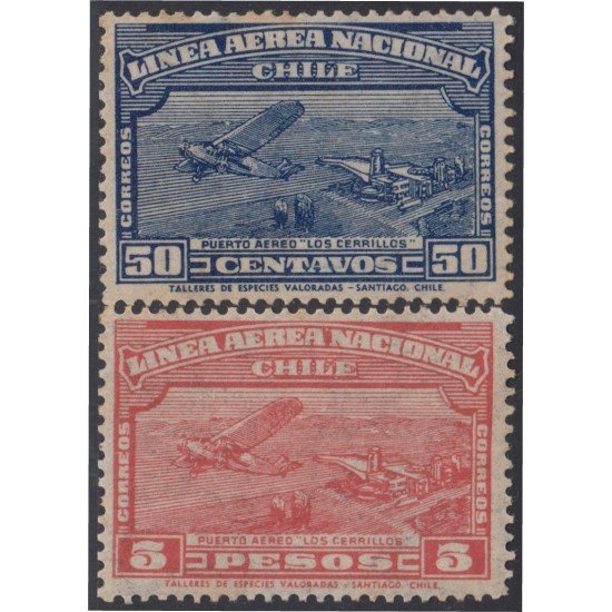 Chile A- 29/30 1931 Puerto Aéreo Los Cerrillos MNH Chile A- 29/30 1931 Puerto Aéreo Los Cerrillos MNH