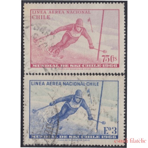 Chile A- 232/33 1966 Campeonato mundial de Ski usado