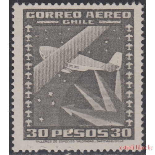 Chile A- 154 1953/54 Timbre de 1934-38 sin filigrane Avión usado