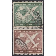 Chile A- 126/27 1950 75º Aniversario de la UPU usado Chile A- 126/27 1950 75º Aniversario de la UPU usado