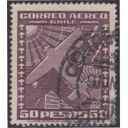 Chile A- 103B 1944/54 Tipos de 1934-38 Sin filigrane Avión usado Chile A- 103B 1944/54 Tipos de 1934-38 Sin filigrane Avión usado