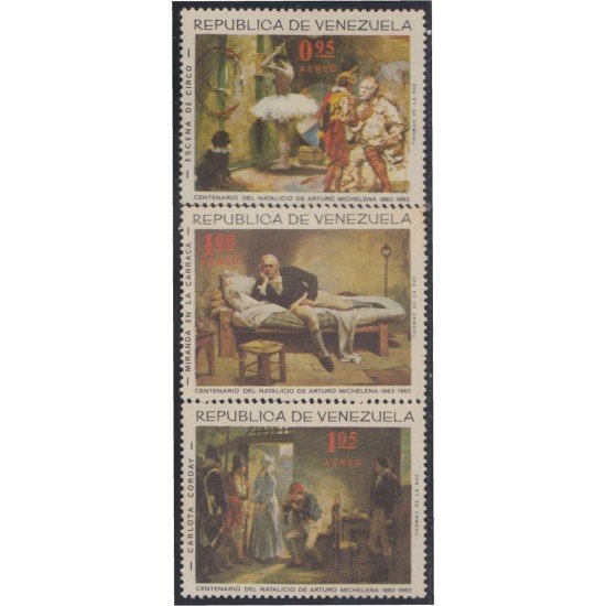 Venezuela A- 885/87 1966 Centenario del natalicio de Arturo Michelena MNH Venezuela A- 885/87 1966 Centenario del natalicio de Arturo Michelena MNH