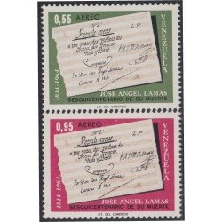 Venezuela A- 877/78 1966 Escritor José Ángel Lamas MNH Venezuela A- 877/78 1966 Escritor José Ángel Lamas MNH
