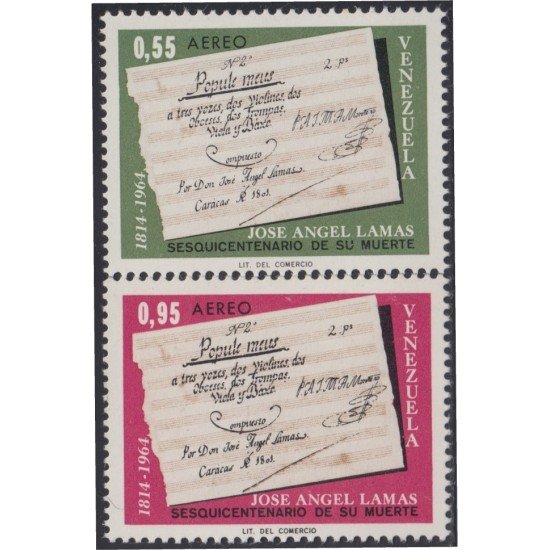 Venezuela  A- 877/78 1966 Escritor José Ángel Lamas MH
