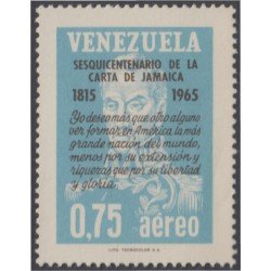 Venezuela A- 867 1965 150 Años de la Carta de Jamaica MH Venezuela A- 867 1965 150 Años de la Carta de Jamaica MH
