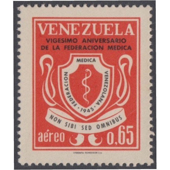 Venezuela A- 858 1965 Vigésimo aniversario de la Federación Médica MH Venezuela A- 858 1965 Vigésimo aniversario de la Federación Médica MH