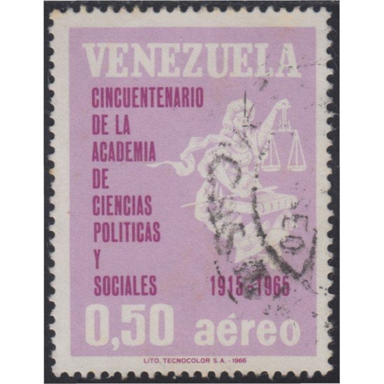 Venezuela A- 907 1966 50 Años de la academia de ciencias política y sociales usados Venezuela A- 907 1966 50 Años de la academia de ciencias política y sociales usados
