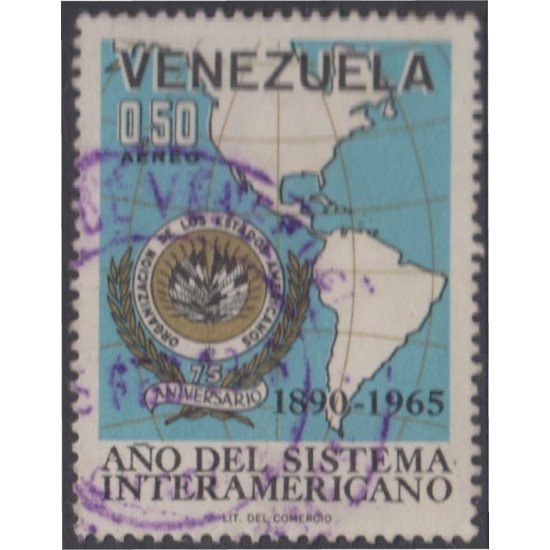 Venezuela A- 870 1965 Año del sistema Interamericano usados Venezuela A- 870 1965 Año del sistema Interamericano usados