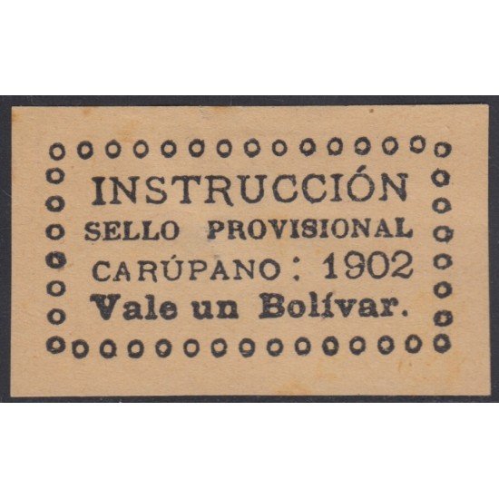 Venezuela Fiscales postales 92A 1902 Instrucción Sello provisional Carúpano MH Venezuela Fiscales postales 92A 1902 Instrucción Sello provisional Carúpano MH