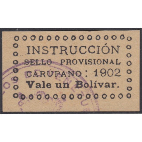 Venezuela Fiscales postales 92A 1902 Instrucción Sello prov. Carúpano usados Venezuela Fiscales postales 92A 1902 Instrucción Sello prov. Carúpano usados