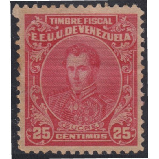 Venezuela Fiscales postales 128 1915 Mariscal Sucre sin goma Venezuela Fiscales postales 128 1915 Mariscal Sucre sin goma