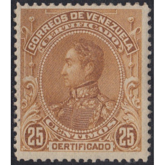 Venezuela Letras Recomendadas 1 1899 Simón Bolívar sin goma Venezuela Letras Recomendadas 1 1899 Simón Bolívar sin goma