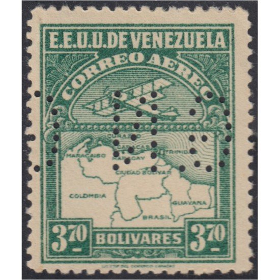 Venezuela Servicio Oficial 14 1931/44 Sello correo aéreo con perforación GN MH Venezuela Servicio Oficial 14 1931/44 Sello correo aéreo con perforación GN MH