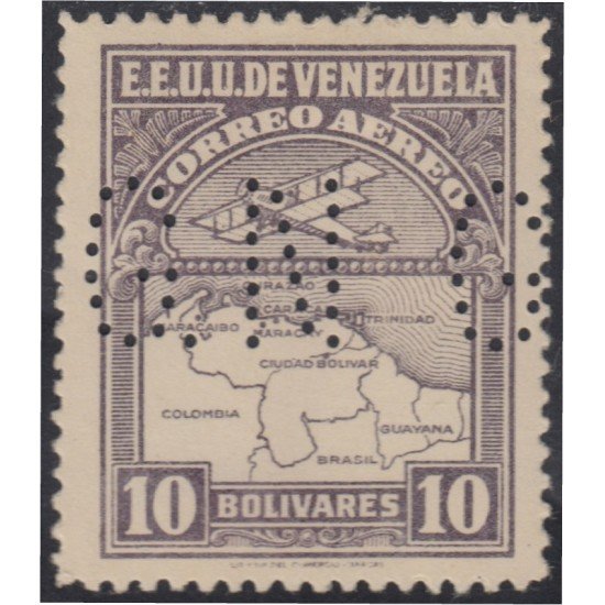 Venezuela Servicio Oficial 15 1931/44 Sello correo aéreo con perforación GN MH
