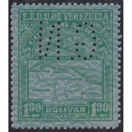 Venezuela Servicio Oficial 28 1931/44 Sello correo aéreo con perforación GN MNH