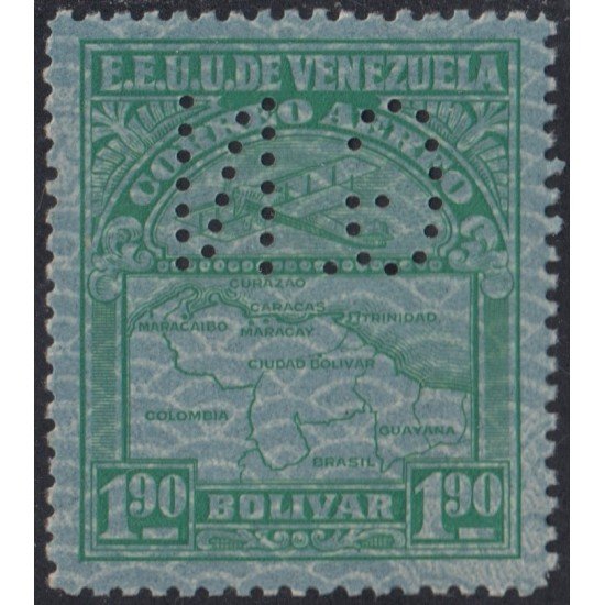 Venezuela Servicio Oficial 28 1931/44 Sello correo aéreo con perforación GN MH