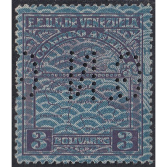 Venezuela Servicio Oficial 34 1931/44 Sello correo aéreo con perforación GN MNH