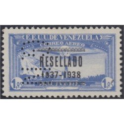 Venezuela Servicio Oficial 63 1931/44 Sello correo aéreo con perforación GN MH