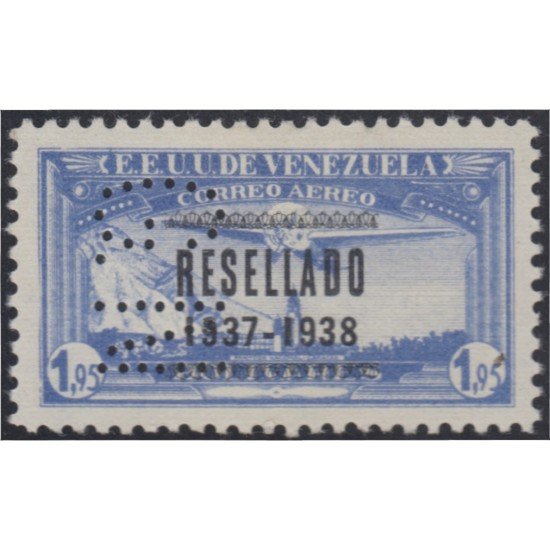 Venezuela Servicio Oficial 63 1931/44 Sello correo aéreo con perforación GN MH