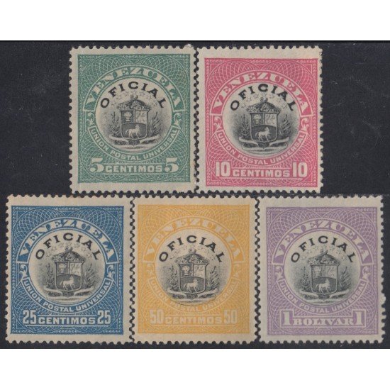 Venezuela Timbres Servicio 1/5 1898 Escudos Centro negro MH Venezuela Timbres Servicio 1/5 1898 Escudos Centro negro MH