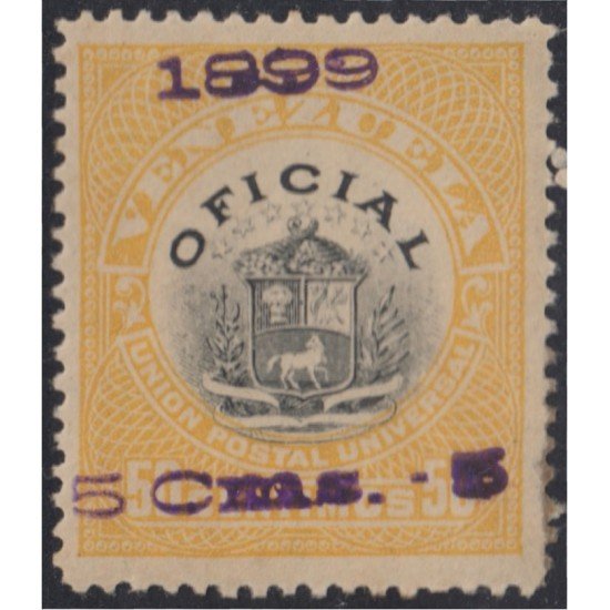 Venezuela Timbres Servicio 6 1899 Escudo Centro negro sin goma