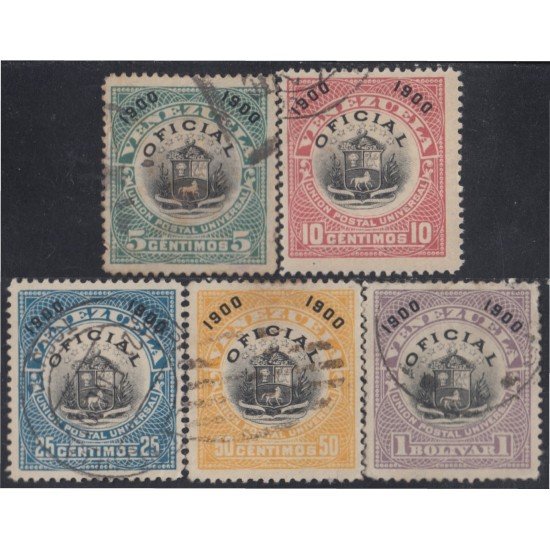Venezuela Timbres Servicio 10/14 1900 Escudo Centro negro usados
