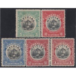 Venezuela Timbres Servicio 15/19 1904/08 Escudo Centro negro sin goma Venezuela Timbres Servicio 15/19 1904/08 Escudo Centro negro sin goma