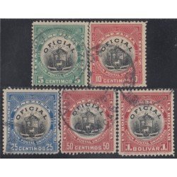 Venezuela Timbres Servicio 15/19 1904/08 Escudo Centro negro usados Venezuela Timbres Servicio 15/19 1904/08 Escudo Centro negro usados
