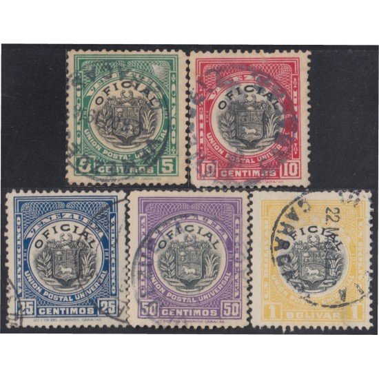 Venezuela Timbres Servicio 20/24 1912 Escudo Centro negro usados Venezuela Timbres Servicio 20/24 1912 Escudo Centro negro usados