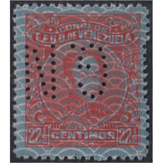 Venezuela Timbres Servicio 65A 1925/42 Bolívar letras GN perforadas MH