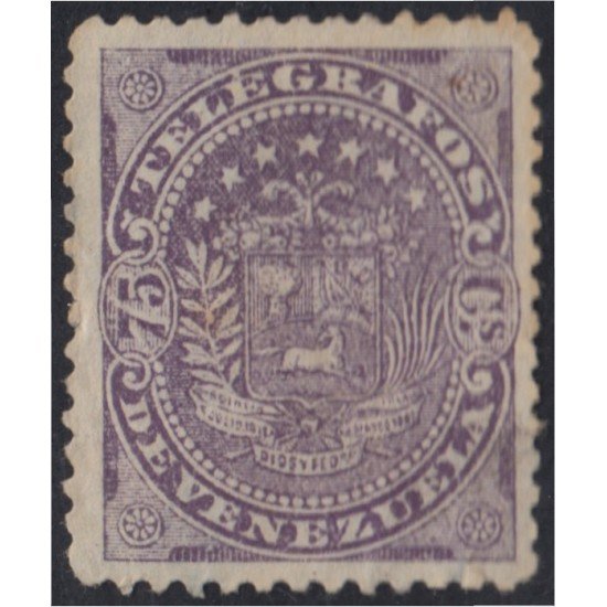 Venezuela Telégrafos 3 1897 Escudo sin goma Venezuela Telégrafos 3 1897 Escudo sin goma