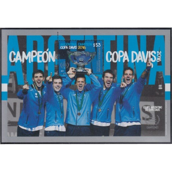 Argentina HB 155 2017 Argentina Campeón de la Copa Davis MNH Argentina HB 155 2017 Argentina Campeón de la Copa Davis MNH