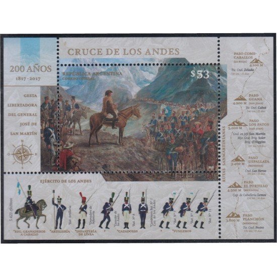 Argentina HB 159 2017 Cruce de Los Andes Ejército MNH Argentina HB 159 2017 Cruce de Los Andes Ejército MNH