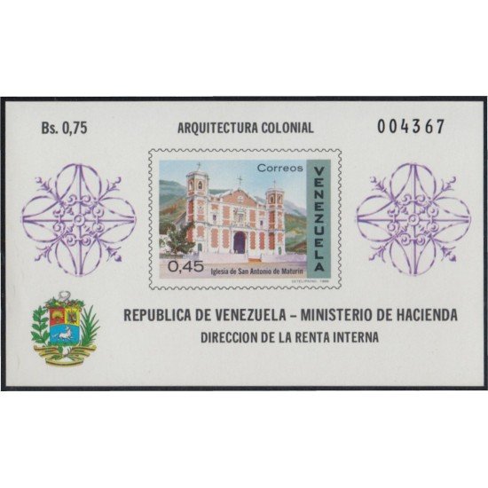 Venezuela 17 HB 1970 Iglesia de San Antonio de Maturín MNH Venezuela 17 HB 1970 Iglesia de San Antonio de Maturín MNH