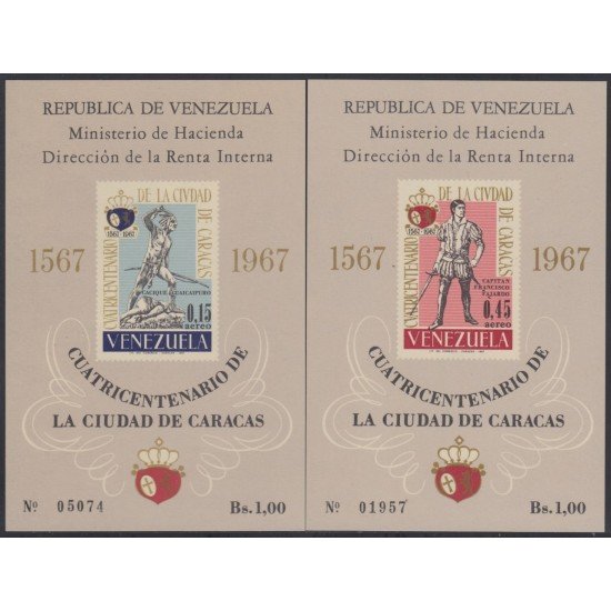 Venezuela 12/13 1967 HB 400 Años de la Ciudad de Caracas MNH Venezuela 12/13 1967 HB 400 Años de la Ciudad de Caracas MNH