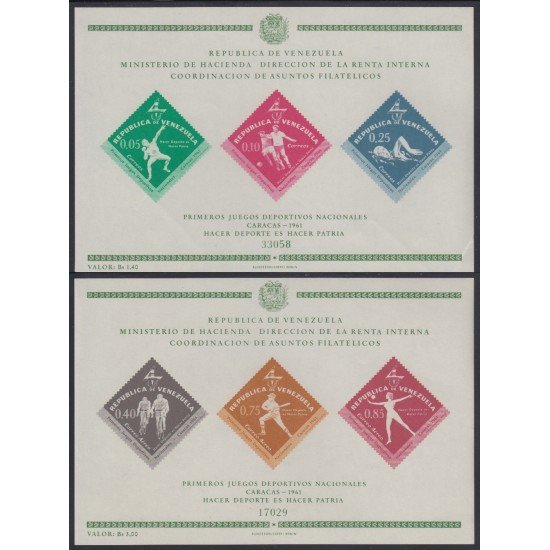 Venezuela 8/9 HB 1962 Primeros Juegos Deportivos Nacionales MNH Venezuela 8/9 HB 1962 Primeros Juegos Deportivos Nacionales MNH