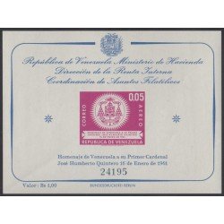 Venezuela 5 HB 1962 Homenaje al Cardenal José Humberto Quintero sin goma Venezuela 5 HB 1962 Homenaje al Cardenal José Humberto Quintero sin goma