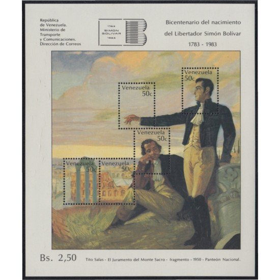Venezuela 19B HB 1979 200 Años de nacimiento de Bolívar  MNH