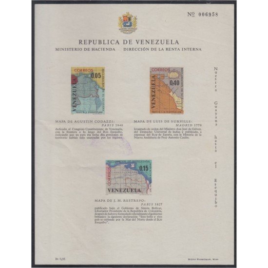 Venezuela 11AB 1966 HB Reclamación en Guyana Mapas MNH Venezuela 11AB 1966 HB Reclamación en Guyana Mapas MNH