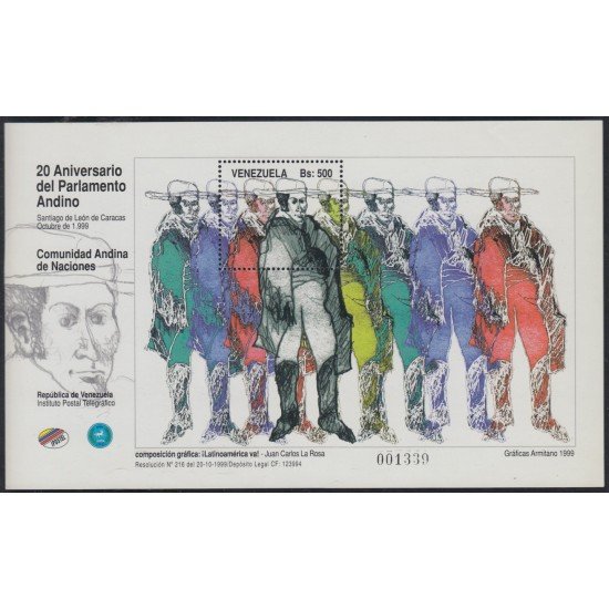 Venezuela 57 HB 1999 20 Aniversario del Parlamento Andino MNH Venezuela 57 HB 1999 20 Aniversario del Parlamento Andino MNH