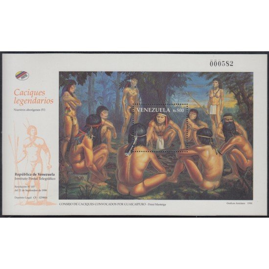Venezuela 56 HB 1998 Caciques Legendarios Guaicaipuro MNH Venezuela 56 HB 1998 Caciques Legendarios Guaicaipuro MNH