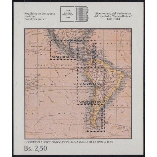 Venezuela 30 HB 1983 Mapa de 1829 MNH Venezuela 30 HB 1983 Mapa de 1829 MNH