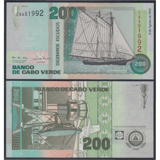 Cabo Verde 200 Escudos 1992 billete Sin circular Cabo Verde 200 Escudos 1992 billete Sin circular