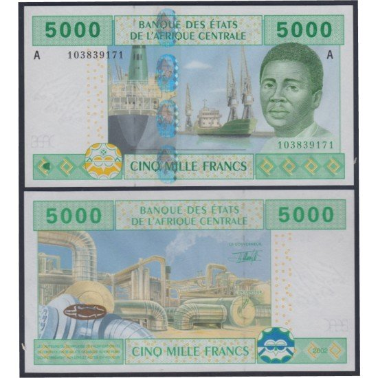 Camerún Cameroun 5000 francs 2002 billete banknote sin circular Camerún Cameroun 5000 francs 2002 billete banknote sin circular