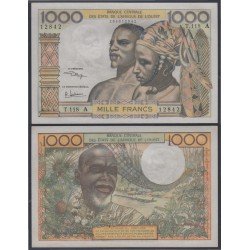 Costa de Marfil 1000 francs 1961 billete Sin circular Costa de Marfil 1000 francs 1961 billete Sin circular
