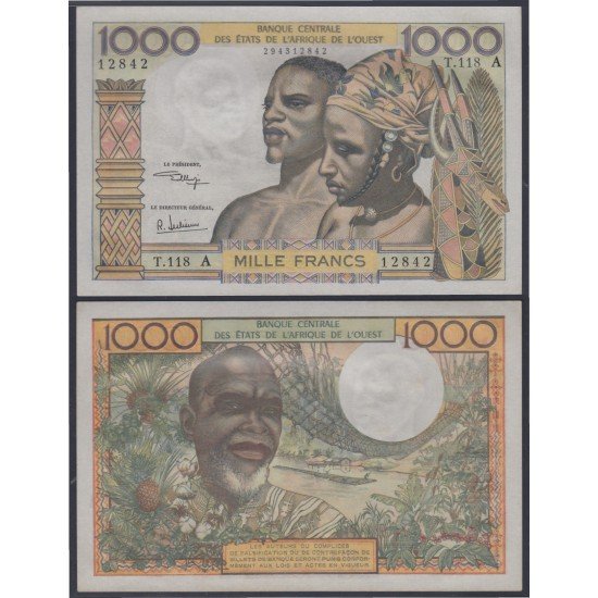 Costa de Marfil 1000 francs 1961 billete Sin circular Costa de Marfil 1000 francs 1961 billete Sin circular